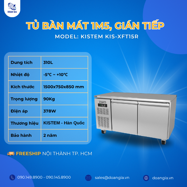 tủ bàn mát 1m5, có quạt