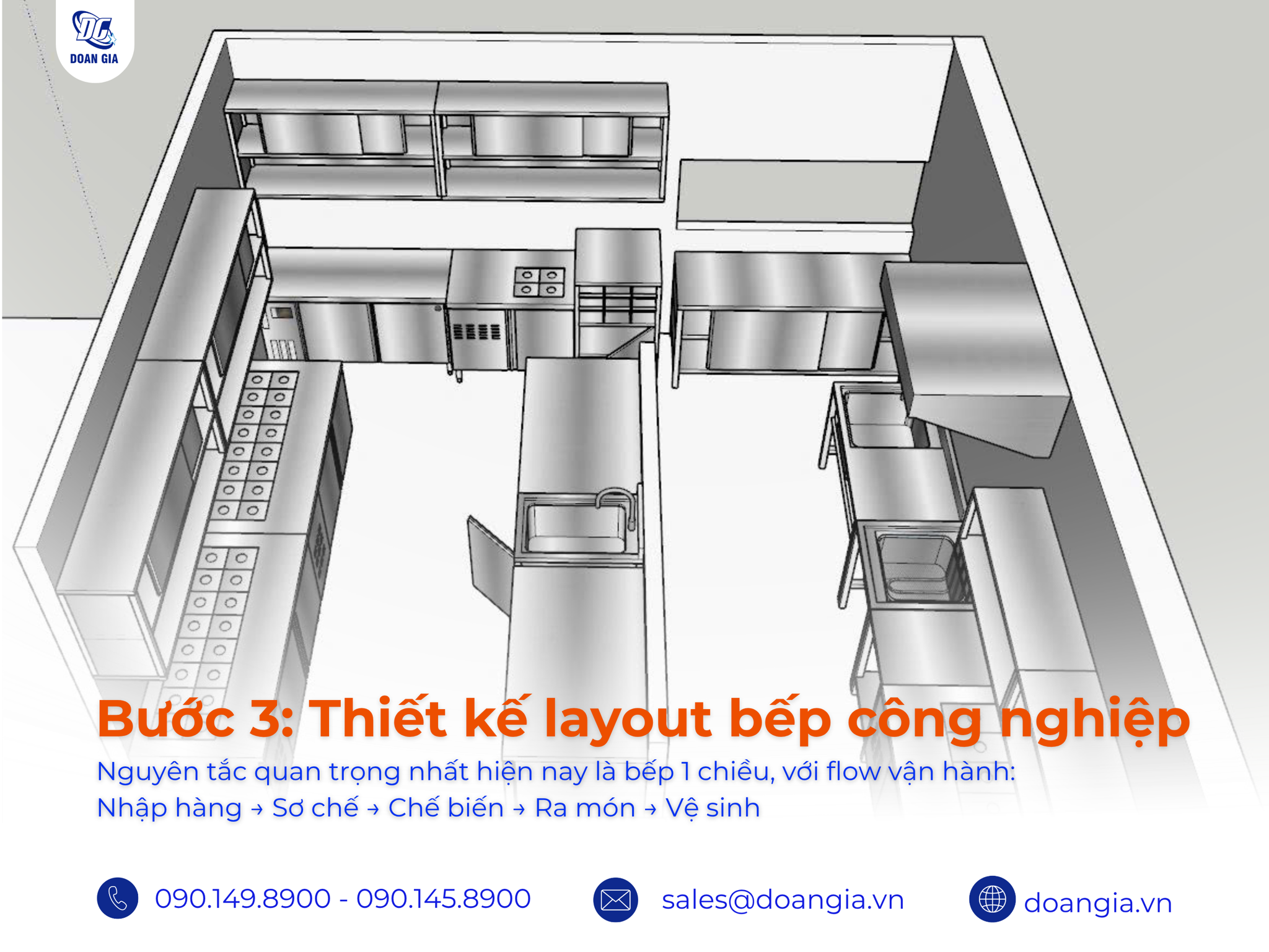 thi công bếp công nghiệp nhà hàng