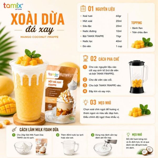 Công dụng bột đá xay frappe. Nguồn: savotea. com