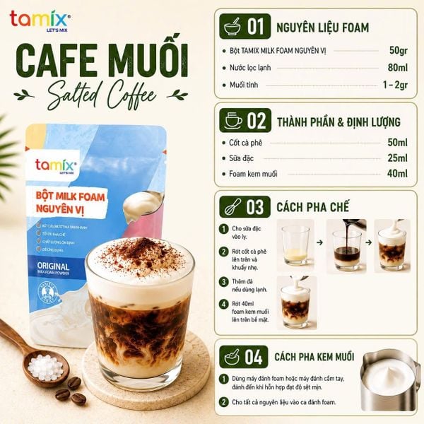 Công thức bột milkfoam nguyên vị. Nguồn: savotea. com