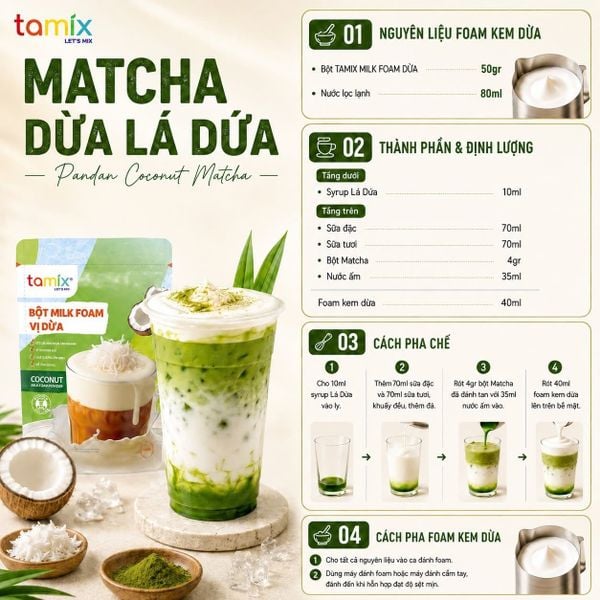 Công thức milkfoam vị dừa. Nguồn: savotea.com