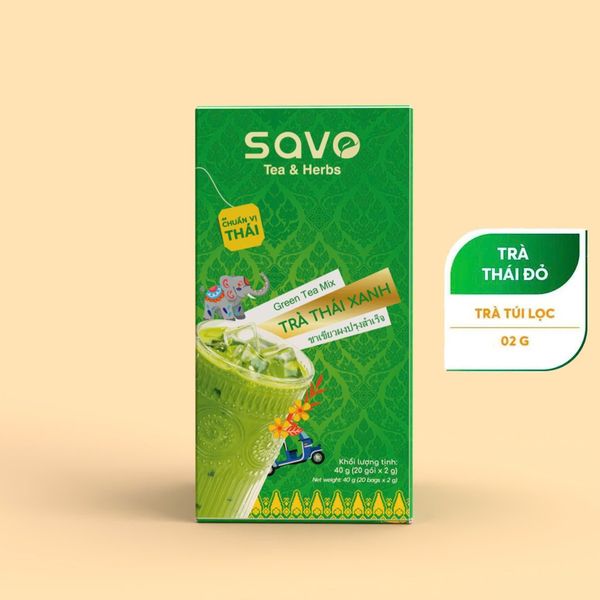 Nguyên liệu để pha trà sữa Thái xanh thơm mát. Nguồn: savotea.com