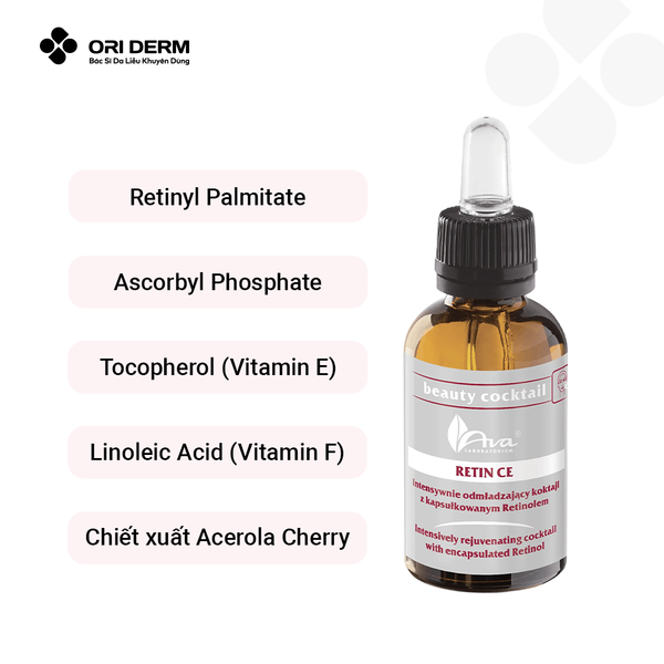 Thành phần serum Ava Laboratorium Retin CE 30ml