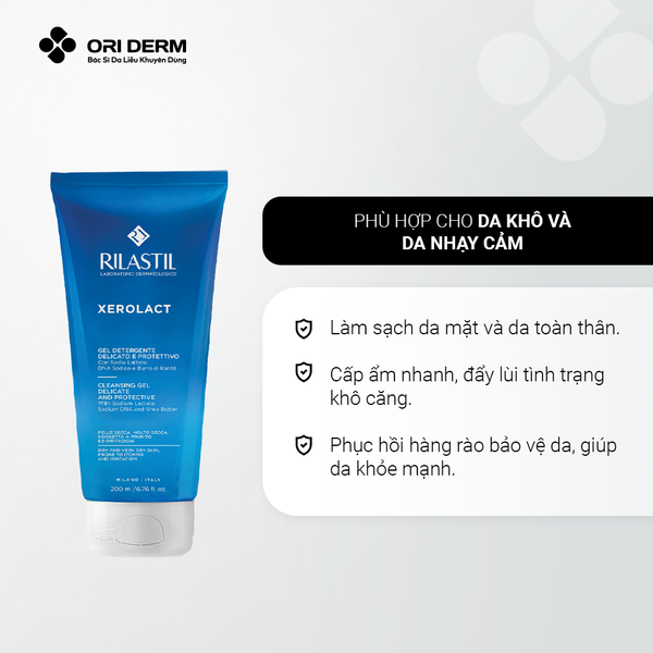 Công dụng gel Rilastil Xerolact Cleansing