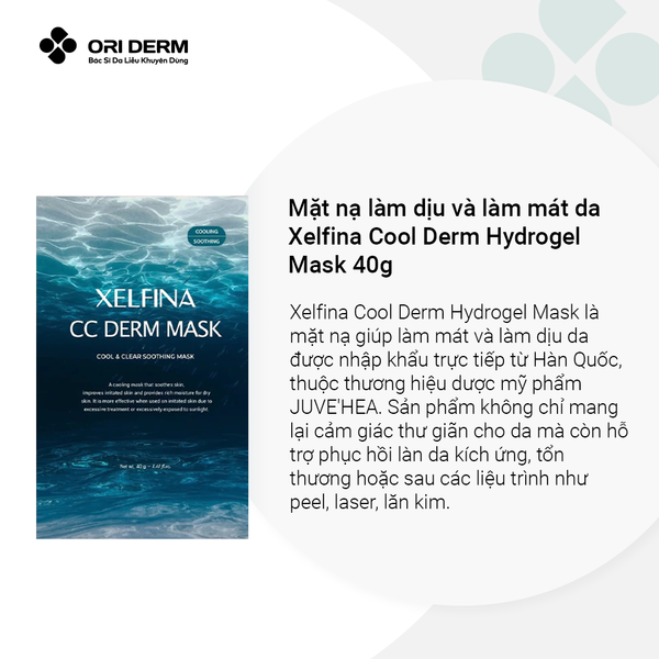 Ưu điểm mặt nạ làm dịu và làm mát da Xelfina Cool Derm Hydrogel Mask 40g