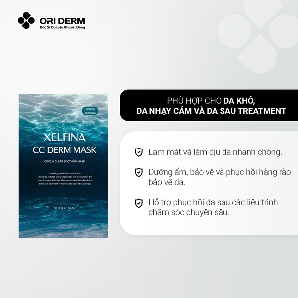 Công dụng mặt nạ làm dịu và làm mát da Xelfina Cool Derm Hydrogel Mask 40g