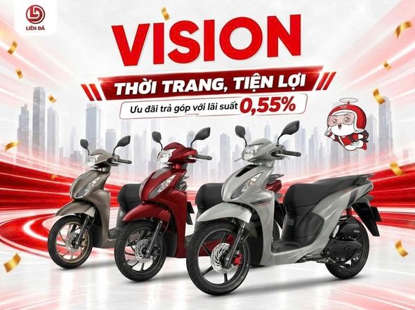 HONDA VISION – THỜI TRANG, TIỆN LỢI VỚI ƯU ĐÃI TRẢ GÓP 0,55% TẠI HEAD LIÊN ĐÁ