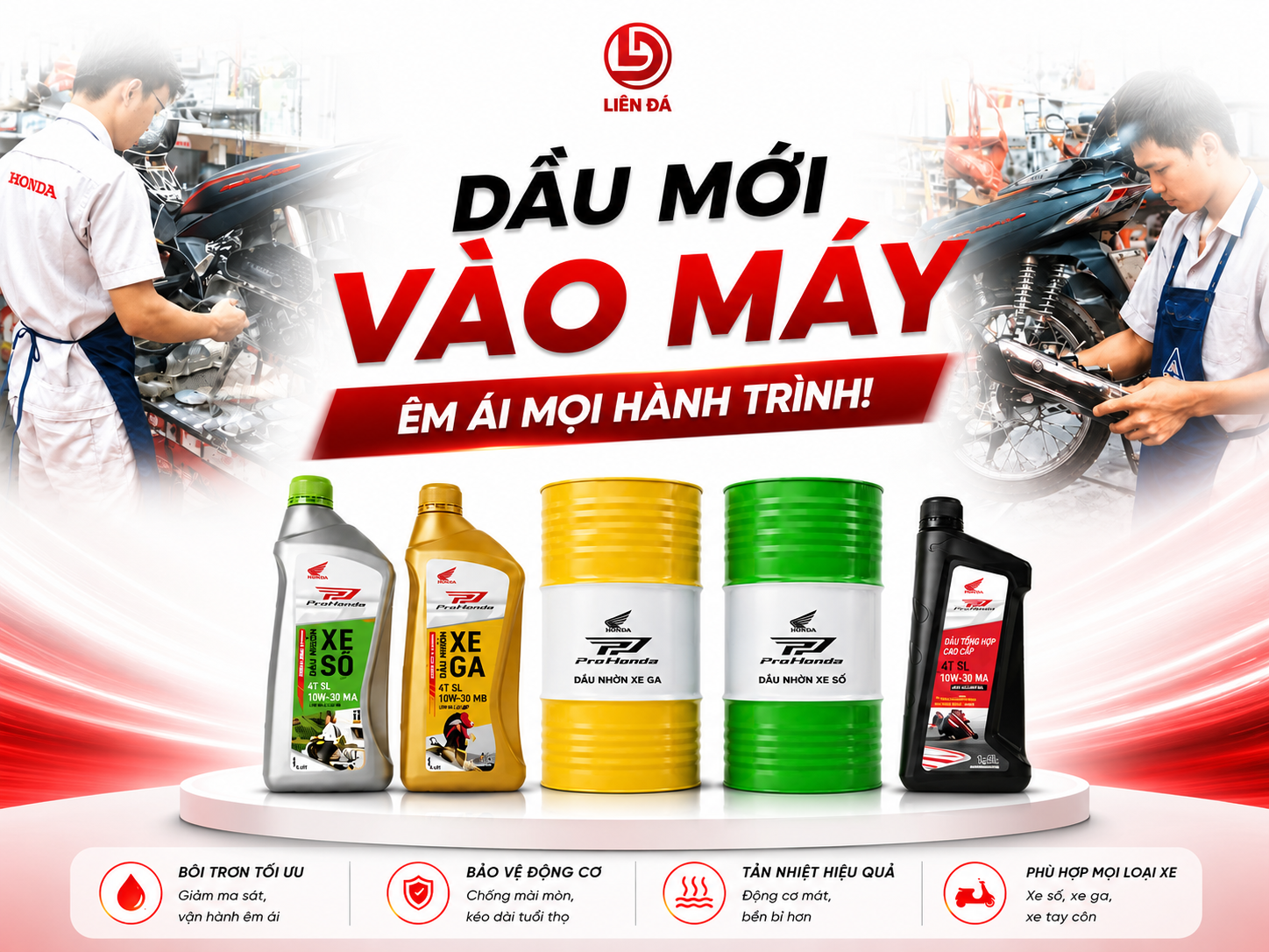 Thay Dầu Chính Hãng Giúp Xe Êm Ái Mọi Hành Trình Cùng Honda Liên Đá