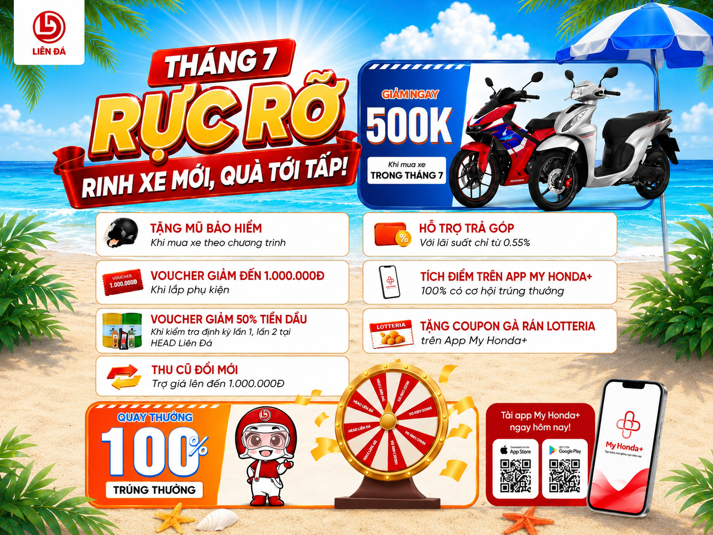 Tháng 7 Rực Rỡ  Rinh Xe Mới Quà Tới Tấp Tại Honda Liên Đá