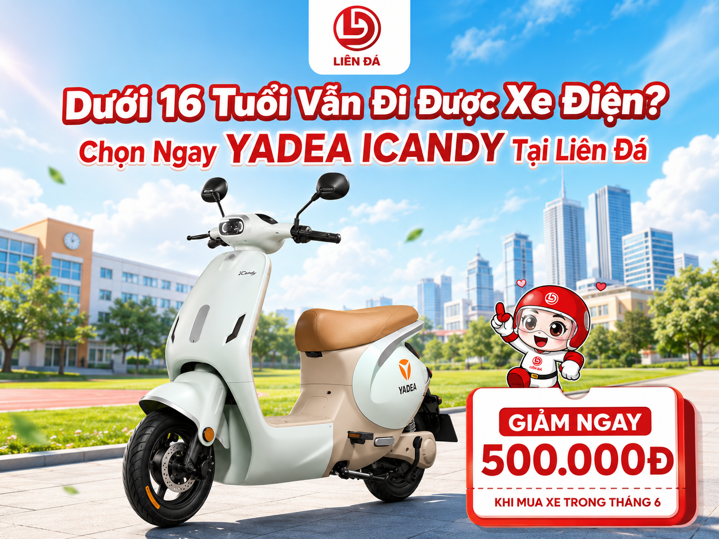 Dưới 16 Tuổi Vẫn Đi Được Xe Điện? Chọn Ngay YADEA ICANDY Tại Liên Đá