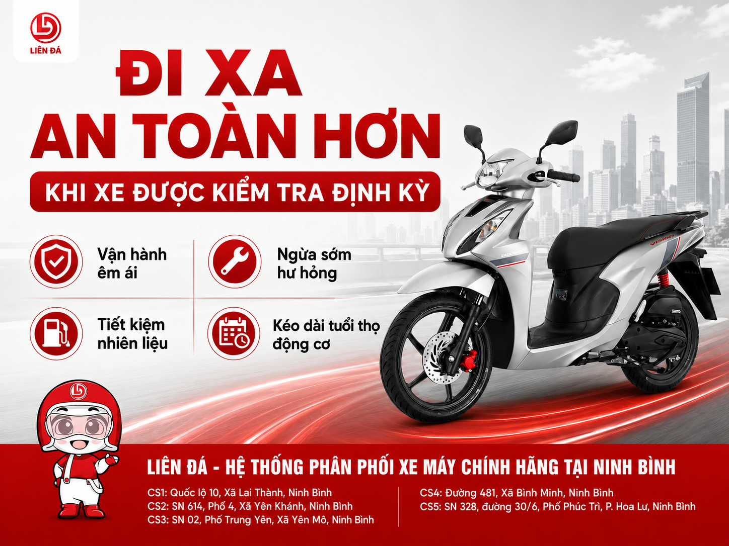 Đi Xa An Toàn Hơn Khi Kiểm Tra Xe Định Kỳ Tại Honda Liên Đá