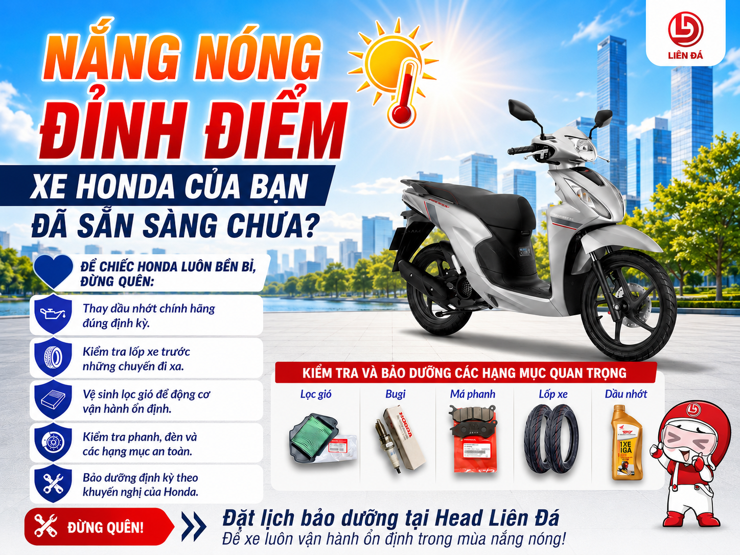 Honda Liên Đá Chia Sẻ Bí Quyết Chăm Sóc Xe Mùa Nắng Nóng