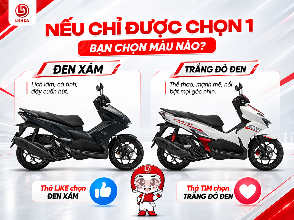 Honda Air Blade – Chọn màu cá tính, khẳng định phong cách cùng HEAD Liên Đá