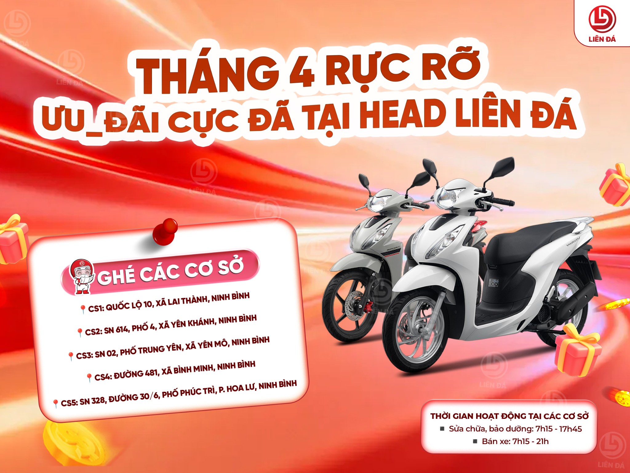 Tháng 4 rực rỡ - Ưu đãi cực đã tại HEAD Liên Đá | Honda Ninh Bình