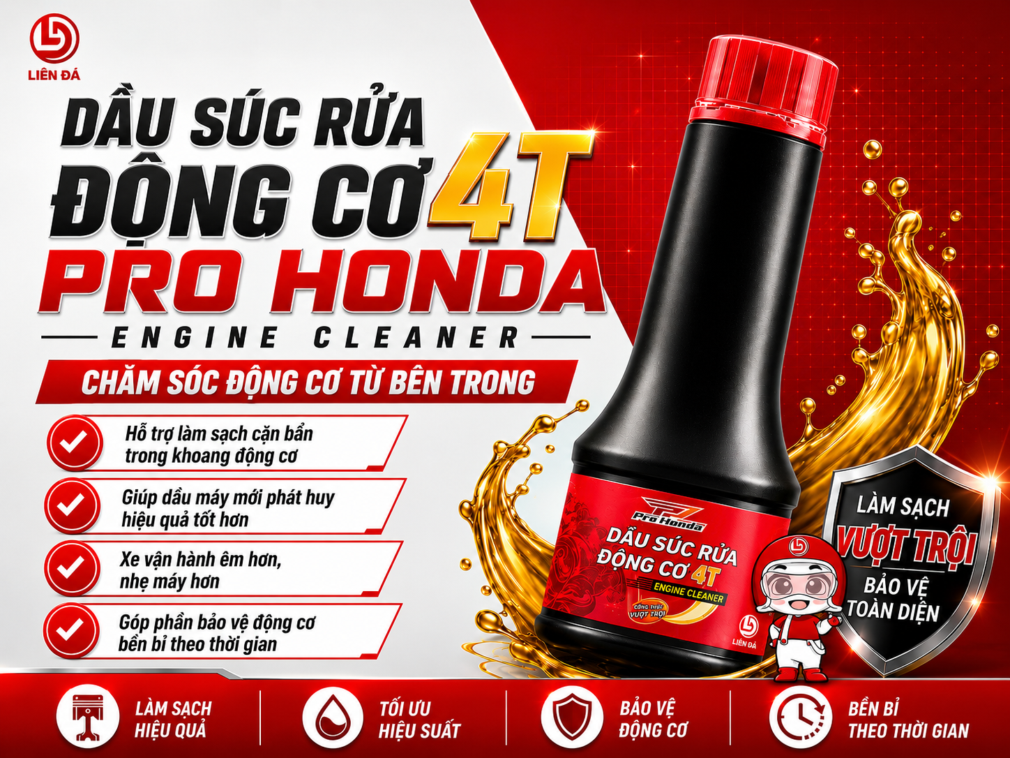 Dầu Súc Rửa Động Cơ 4T Pro Honda Engine Cleaner Tại Honda Liên Đá