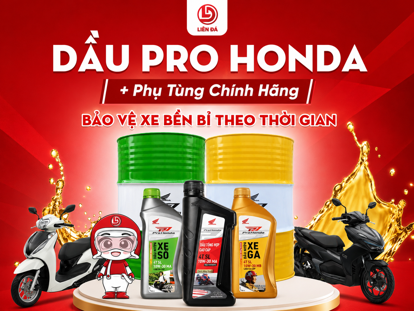 PRO HONDA + PHỤ TÙNG CHÍNH HÃNG – BỘ ĐÔI BẢO VỆ XE BỀN BỈ THEO THỜI GIAN