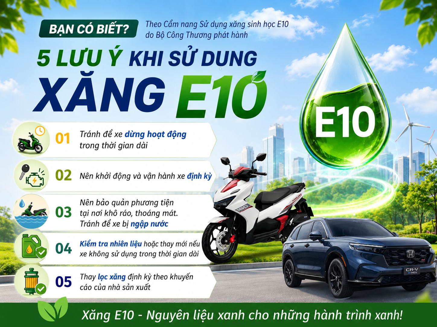 Honda Liên Đá Chia Sẻ 5 Lưu Ý Khi Sử Dụng Xăng E10