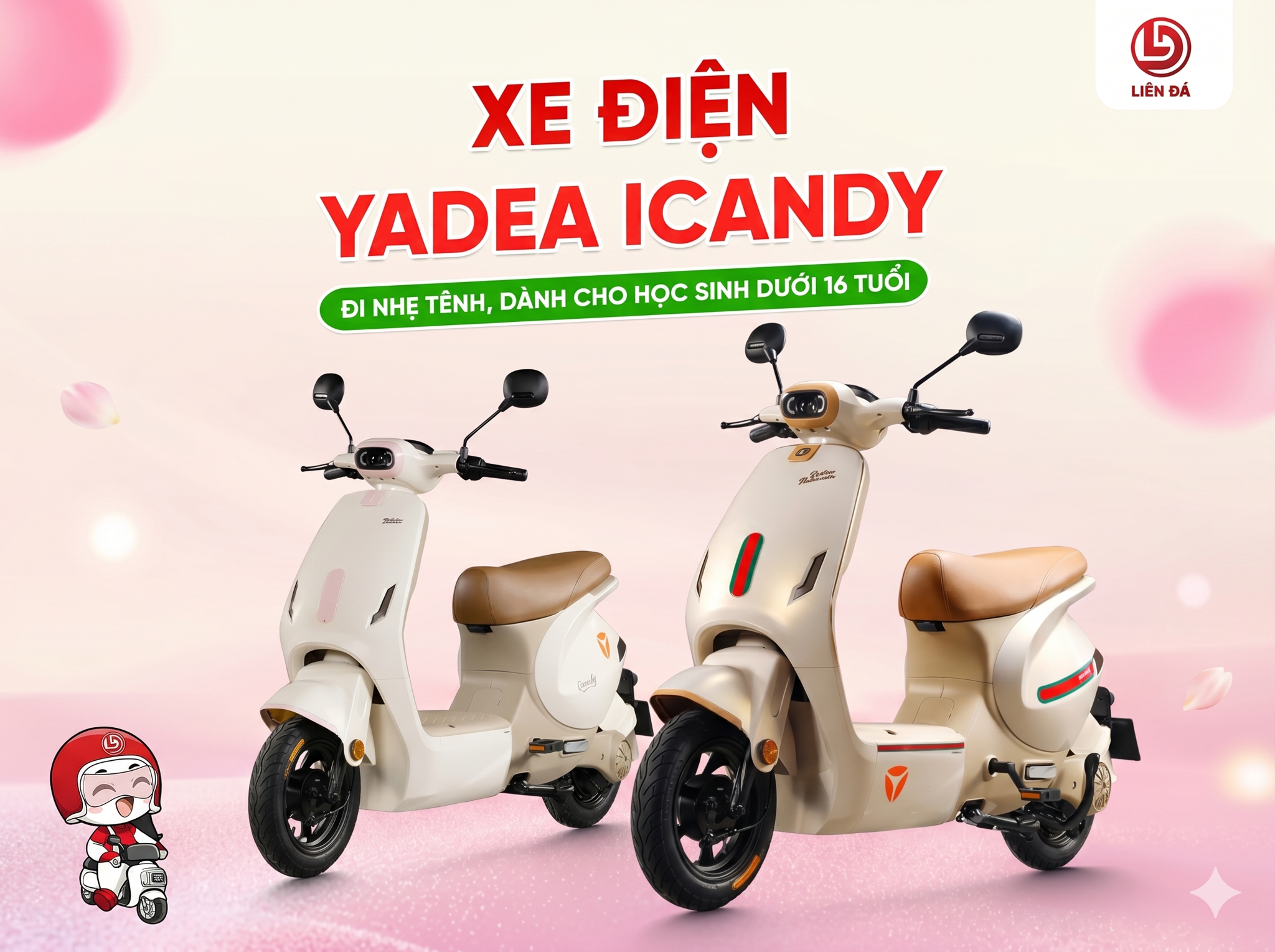 XE ĐIỆN YADEA ICANDY – ĐI NHẸ TÊNH, DÀNH CHO HỌC SINH DƯỚI 16 TUỔI
