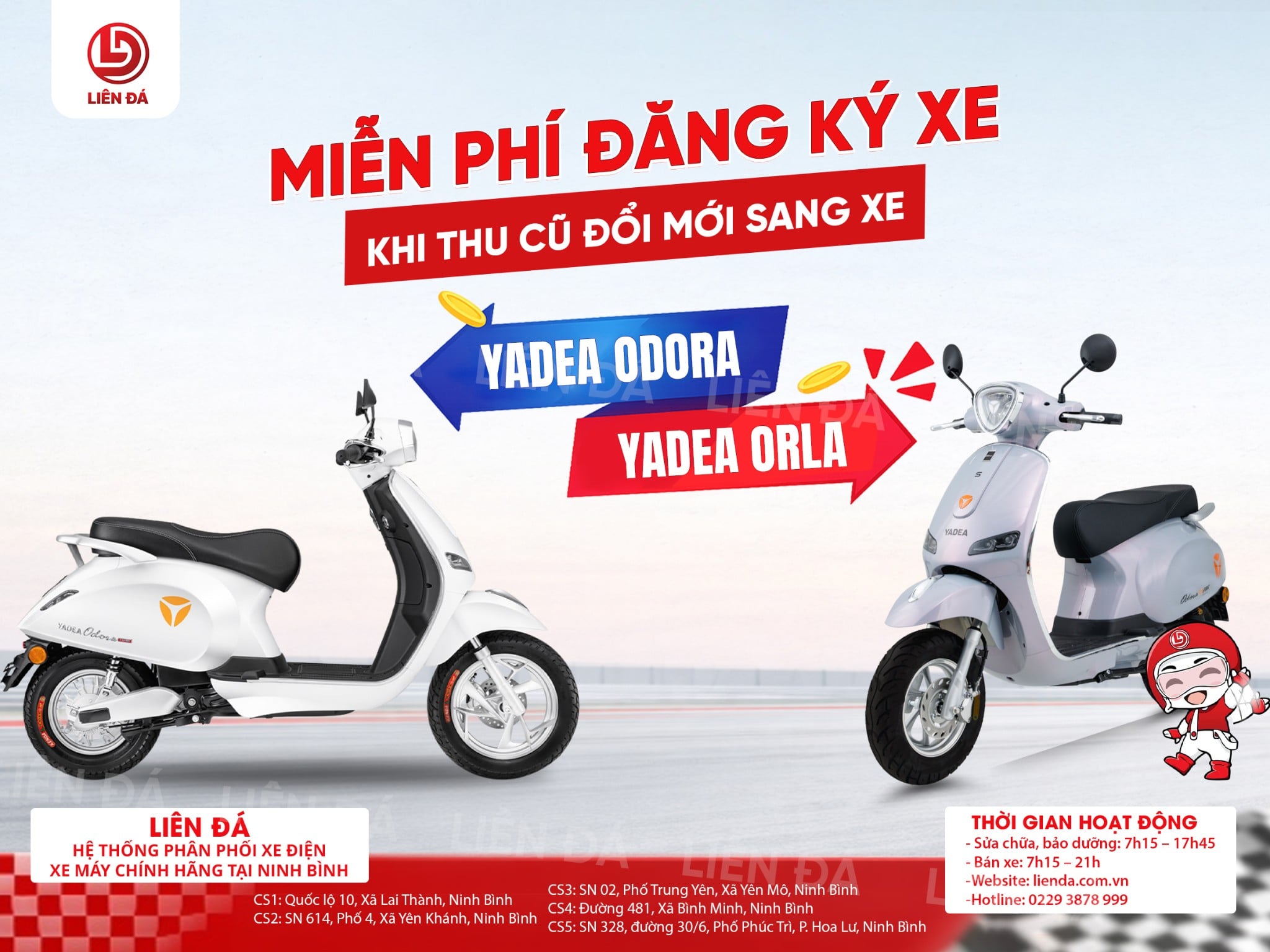 Đổi ngay YADEA Odora/Orla, miễn phí đăng ký xe