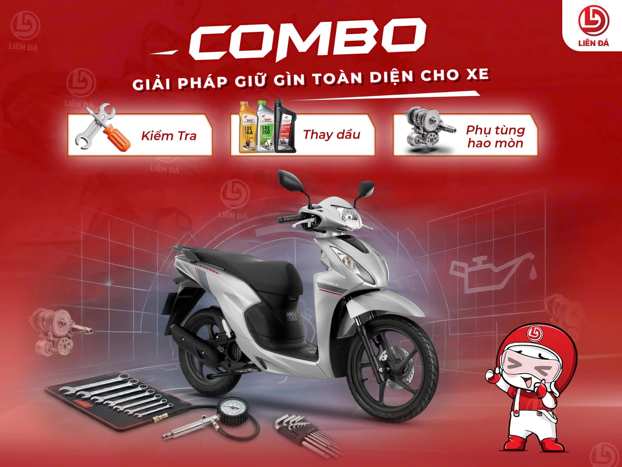 Combo Kiểm Tra + Thay Dầu + Phụ tùng hao mòn - Giải Pháp Giữ gìn Toàn Diện cho xe