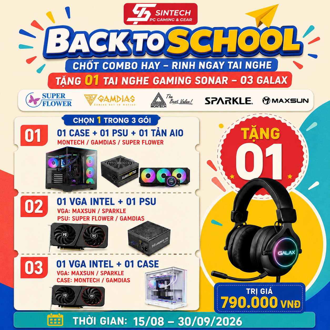 MUA COMBO LINH KIỆN CHÍNH HÃNG - TẶNG NGAY TAI NGHE GAMING GALAX SONAR-03 TRỊ GIÁ 790K