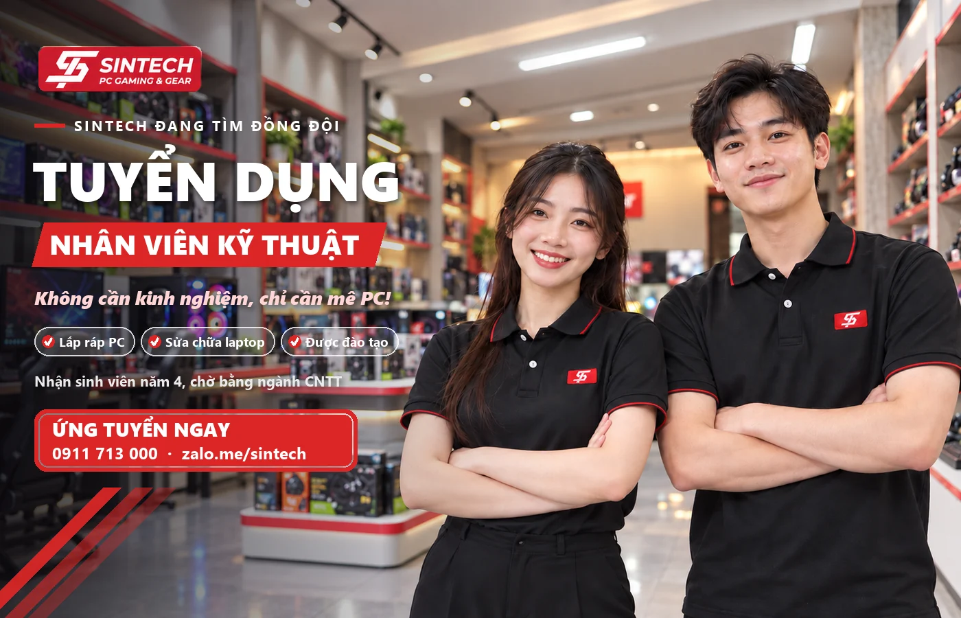 Sintech tuyển nhân viên kỹ thuật PC, laptop tại Quận 7, TP.HCM, không yêu cầu kinh nghiệm