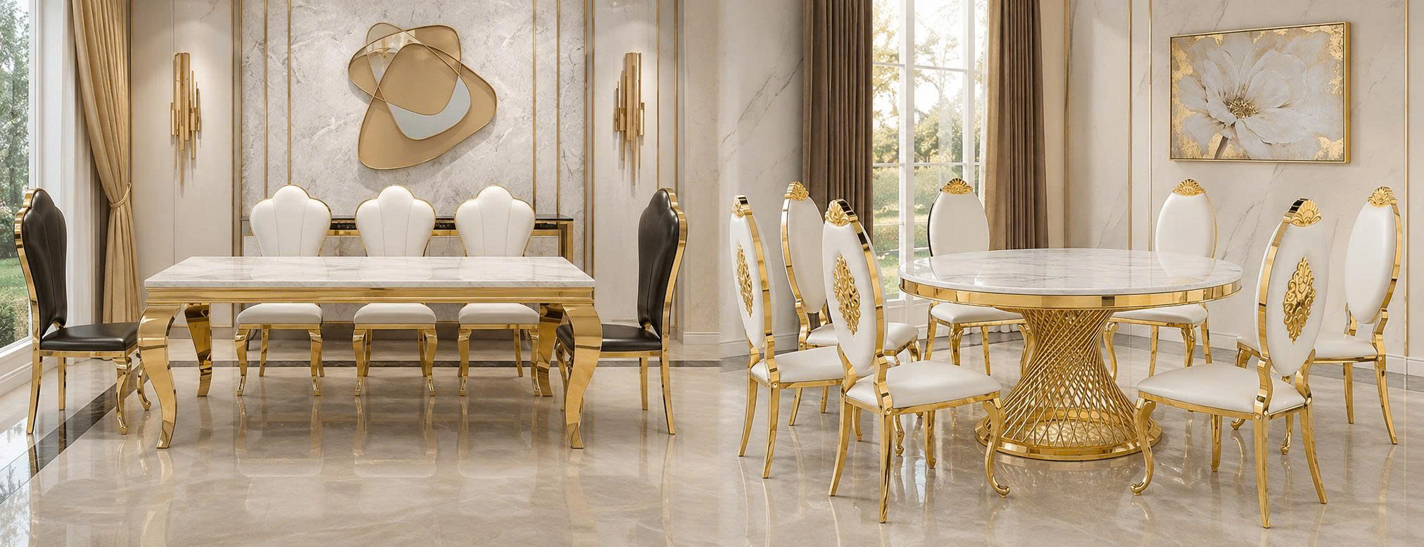 Bàn Ăn Mặt Đá Tân Cổ Điển