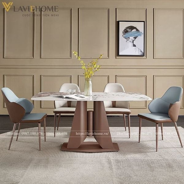 Bộ bàn ăn mặt đá 4 ghế cao cấp Arthur - ACC0038