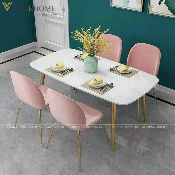 Bộ bàn ăn 4 ghế mặt đá agnes - DPBCV5