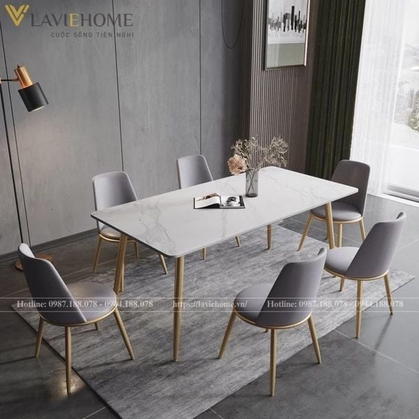 Bộ bàn ăn 6 ghế mặt đá Agnes