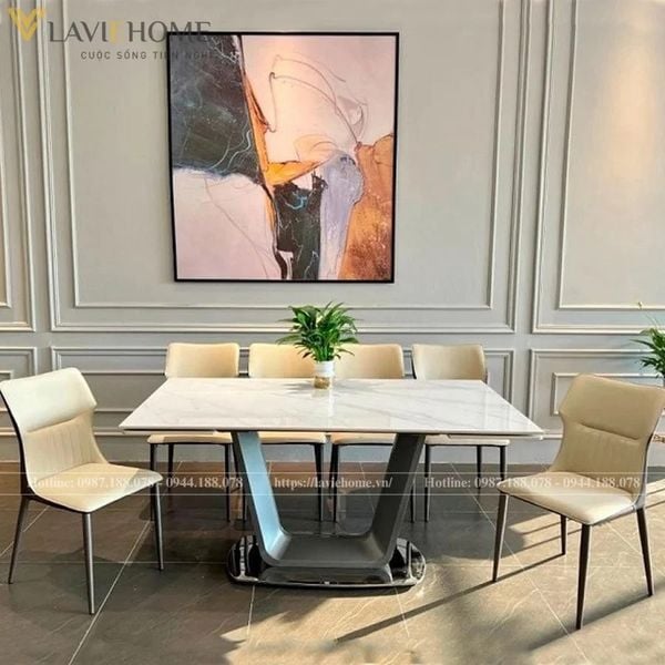 Bộ bàn ăn mặt đá Axe ghế Willow