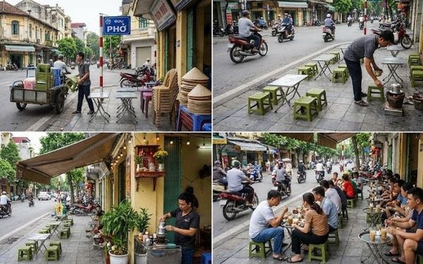 Set up bàn cafe ngoài trời cho quán vỉa hè