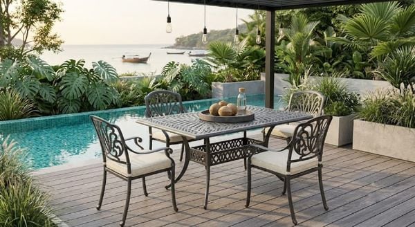Bộ bàn ghế nhôm đúc ngoài trời