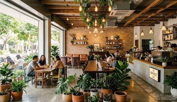 Phong cách bố trí bàn ghế quán cafe