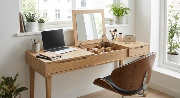 Bàn làm việc kết hợp trang điểm