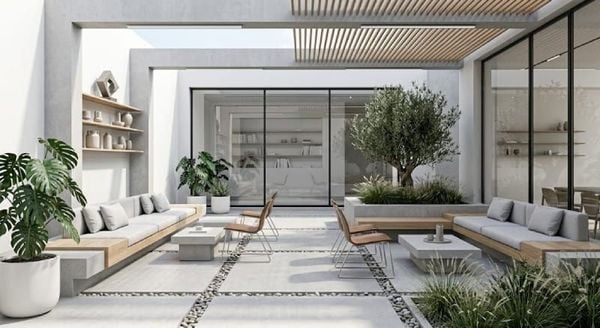 Decor cafe sân vườn phong cách Modern Minimalist