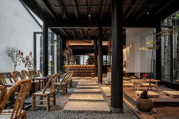 Decor quán cafe ngoài trời phong cách Nhật Bản