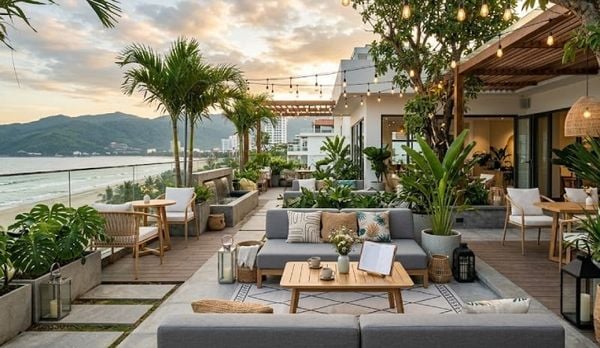 Mô hình decor quán cafe ngoài trời