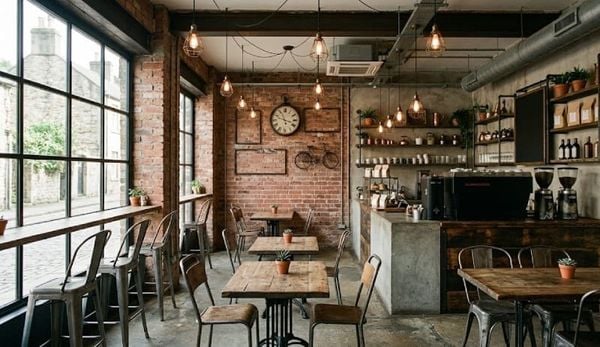 Decor quán cafe nhỏ phong cách Industrial