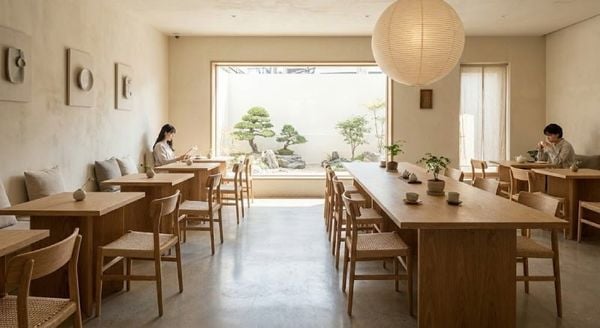 Nội thất nhà hàng cafe tối giản