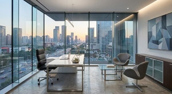 Phòng giám đốc nhỏ đẹp sử dụng vách kính trong suốt
