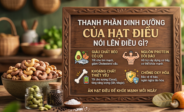 Thành phần dinh dưỡng của hạt điều nói lên điều gì?