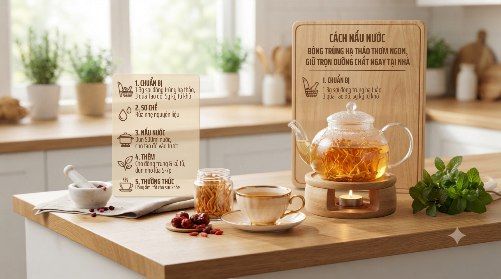 Cách nấu nước đông trùng hạ thảo thơm ngon, giữ trọn dưỡng chất ngay tại nhà