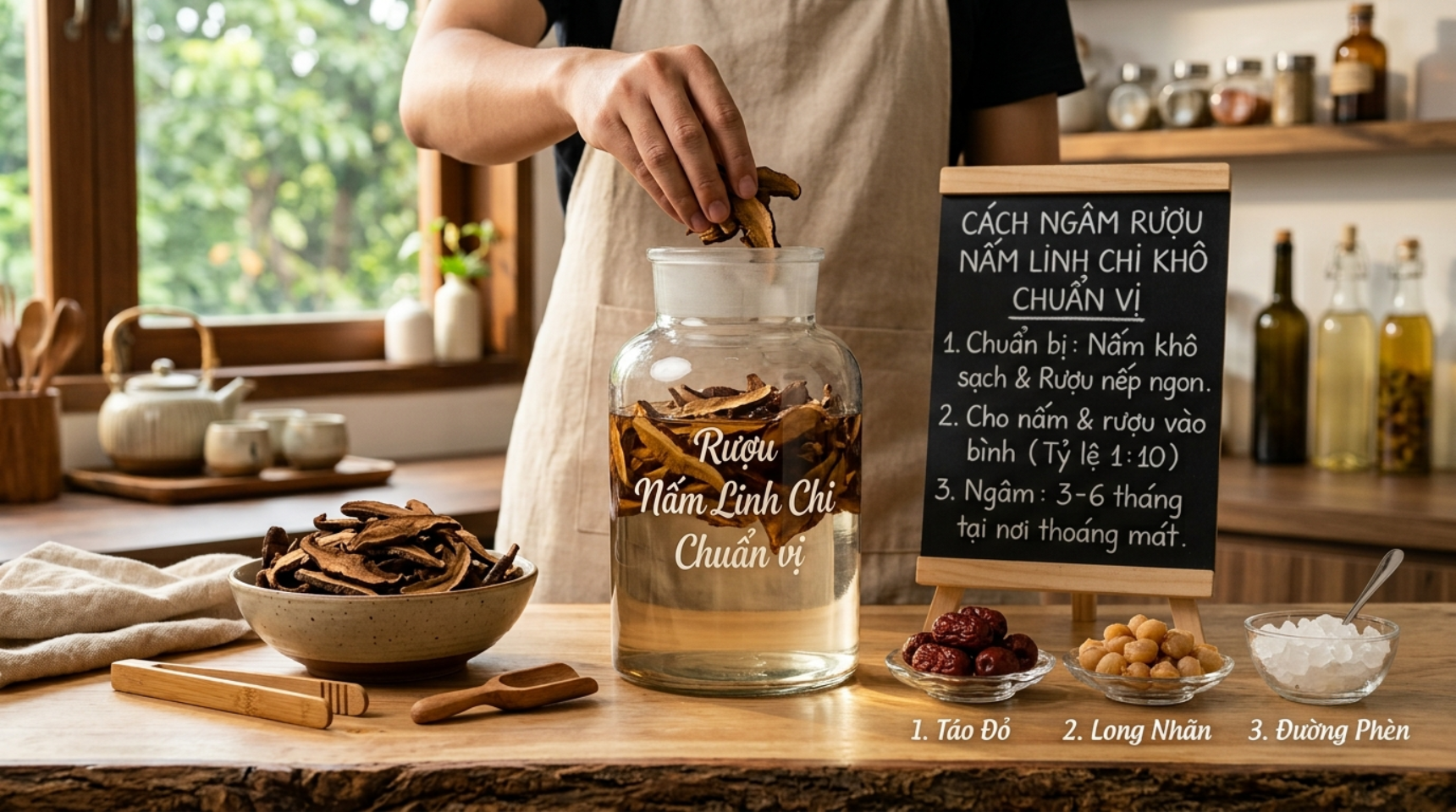 Mách bạn cách ngâm rượu nấm linh chi khô chuẩn vị