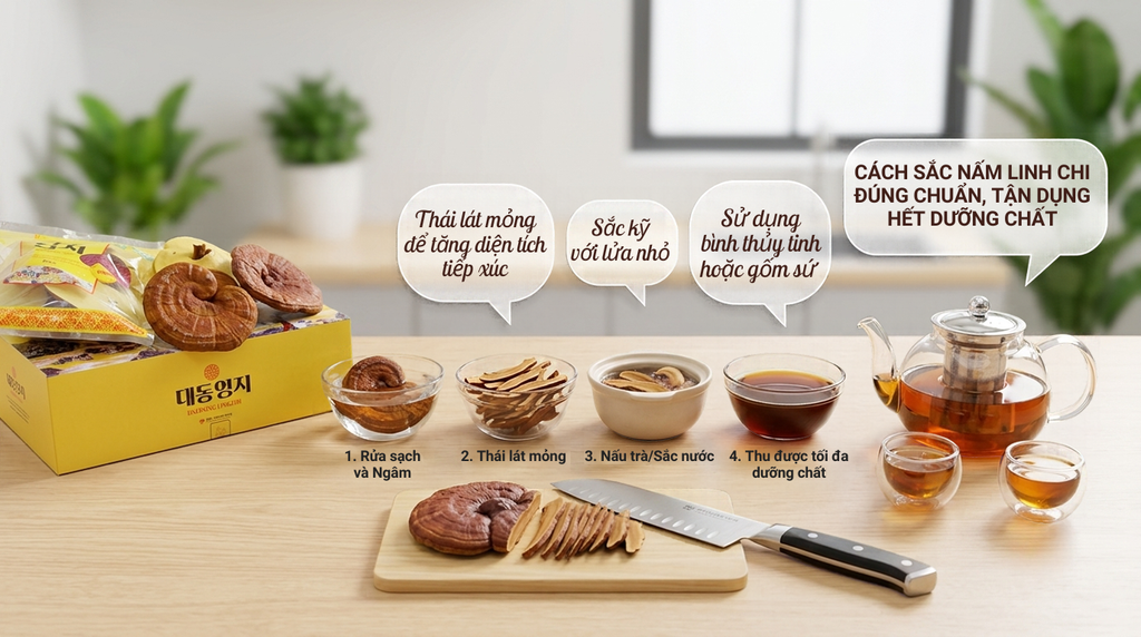 Cách sắc nấm linh chi đúng chuẩn, tận dụng hết dưỡng chất