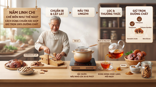 Nấm linh chi chế biến như thế nào? Cách dùng chuẩn xác giúp giữ trọn 100% dưỡng chất