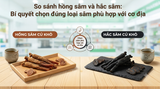So sánh hồng sâm và hắc sâm: Bí quyết chọn đúng loại sâm phù hợp với cơ địa