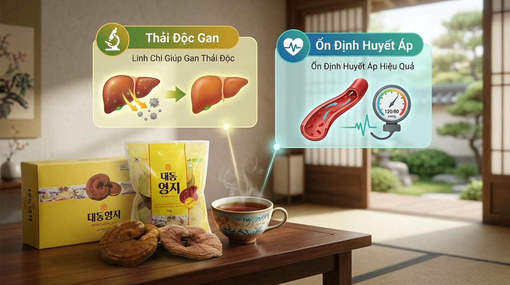 Tác dụng của linh chi Hàn Quốc trong việc thải độc gan và ổn định huyết áp