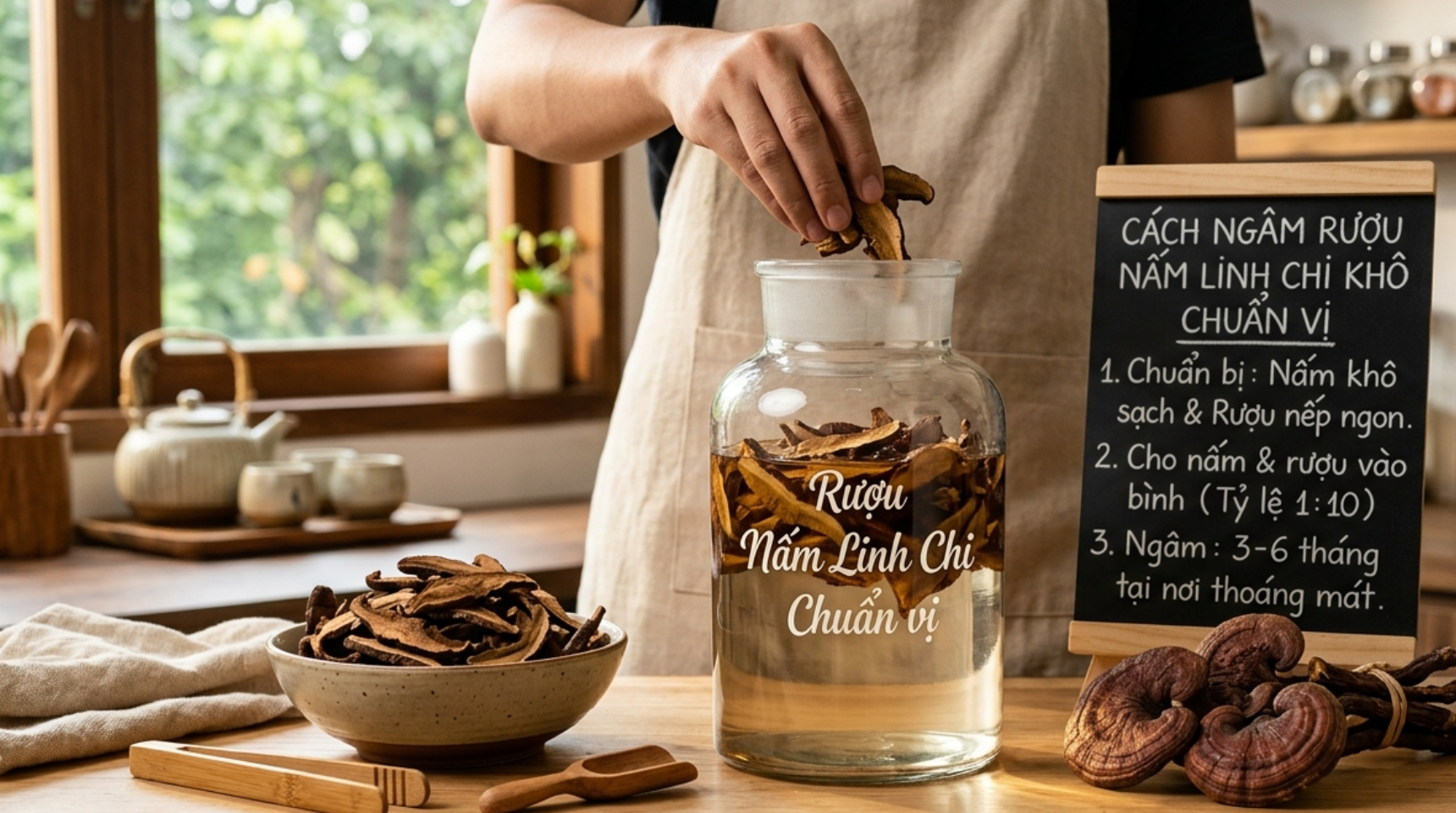 Mách bạn cách ngâm rượu nấm linh chi khô chuẩn vị