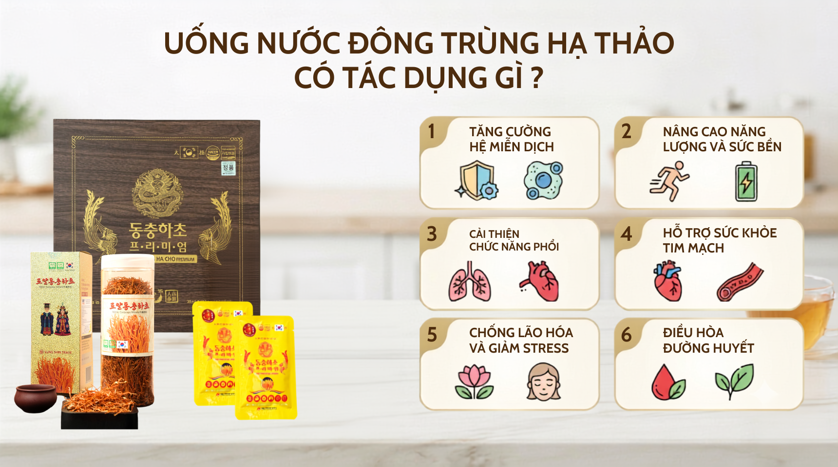 [Giải đáp] Uống nước đông trùng hạ thảo có tác dụng gì với sức khỏe?